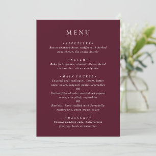 Menu Casamento Clássico Burgundy Profundo e Elegante