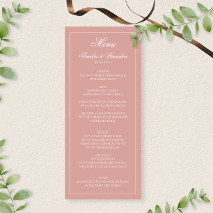 Menu Casamento Clássico com Letra Script e Borda Rosa P