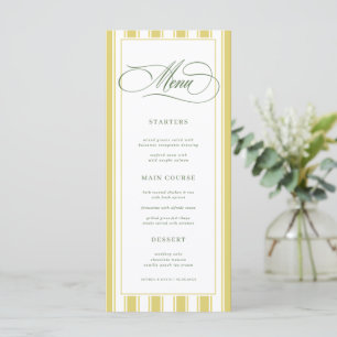 Menu Casamento Clássico com Listras Vibrantes Amarelo V
