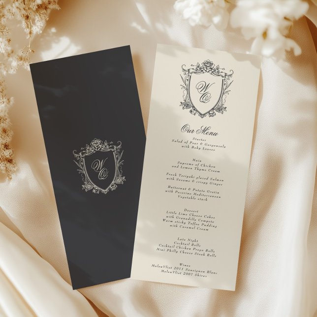 Menu Casamento Clássico de Beige Crest Carvões (Criador carregado)