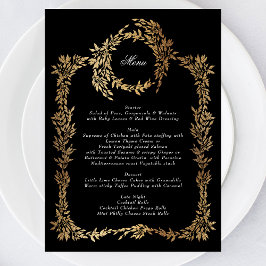 Menu Casamento clássico de crest preto monograma tradic