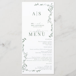 Menu Casamento Clássico de Folha Floral Elegante