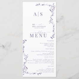 Menu Casamento Clássico de Folha Floral Elegante