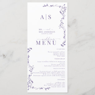 Menu Casamento Clássico de Folha Floral Elegante