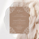Menu Casamento Clássico de Taupe Beige Tan<br><div class="desc">Elegante Taupe ou Beige Wedding Menu: Este cardápio de luxo é perfeito para um casamento elegante e clássico. Ele apresenta uma fronteira de ornamentado com caligrafia moderna e elegante. Veja todos os produtos correspondentes abaixo.</div>