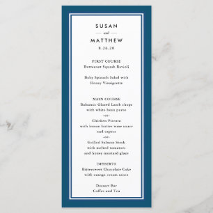 Menu Casamento clássico dos azuis marinhos da beira