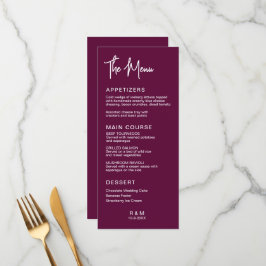 Menu Casamento Clássico Elegante Borgonha