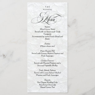 Menu Casamento Clássico Elegante Branco