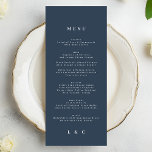 Menu Casamento Clássico Elegante Branco Azul-marinho<br><div class="desc">menu fino para corresponder à coleção *se quiser mais opções de papel,  este design pode ser transferido para um programa fino *ou para mais ajuda contacte-me</div>