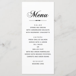 Menu Casamento clássico elegante e preto e branco