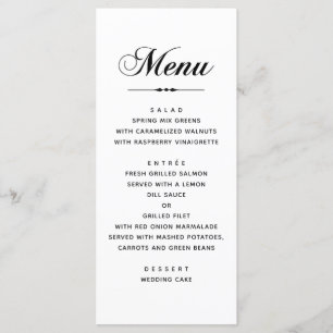 Menu Casamento clássico elegante e preto e branco