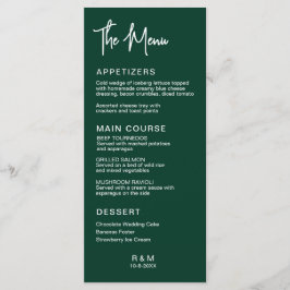 Menu Casamento Clássico Elegante Hunter Green