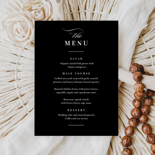 Menu Casamento Clássico Elegante Preto e Branco (Criador carregado)