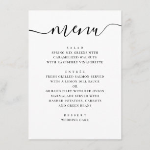 Menu Casamento Clássico Elegante Rótulo Moderno Minim