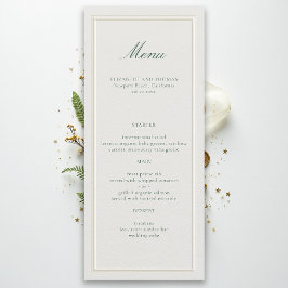 Menu Casamento Clássico Formal com Moldura Verde em Ecr