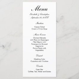 Menu Casamento Clássico Formal Tradicional Preto Branco