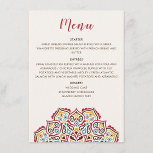 Menu Casamento Clássico Geométrico de Mandala