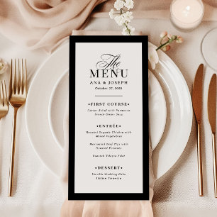 Menu Casamento Clássico Luxuoso Moderno com Borda Preta