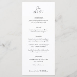 Menu Casamento Clássico Minimalista Preto e Branco
