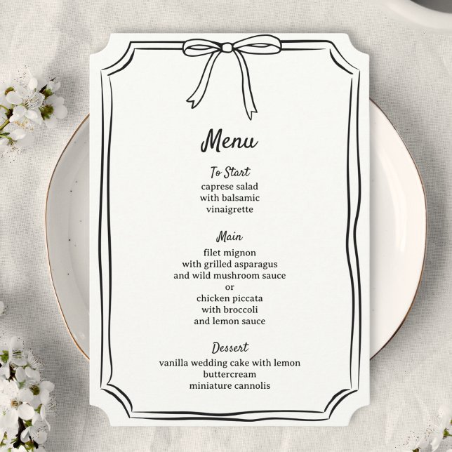 Menu Casamento Clássico Moderno com Arco Desenhado à Mã (Criador carregado)