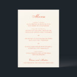 Menu Casamento Clássico Moderno em Terracota Elegante<br><div class="desc">Este design faz parte de um conjunto de convites de casamento elegantes que apresentam uma paleta quente e ensolarada inspirada num pôr do sol italiano, misturando marfim suave com terracota rica. A tipografia de roteiro delicada é combinada com letras serifadas refinadas para um visual atemporal e romântico. A paleta com...</div>
