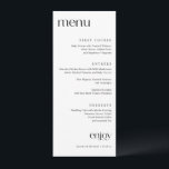 Menu Casamento Clássico Moderno Simples<br><div class="desc">Este simples cardápio de casamento apresenta fontes serif modernas e um olhar limpo e elegante. Está definido em preto e branco, mas você pode mudar a cor para qualquer coisa que quiser entrando no editor de design. Encontre produtos de casamento mais simples, modernos em preto e branco na minha coleção...</div>