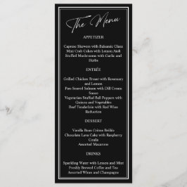 Menu Casamento Clássico Negro e Branco Moderno