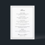 Menu Casamento Clássico Preto e Branco Atemporal<br><div class="desc">Um design clássico e atemporal.</div>