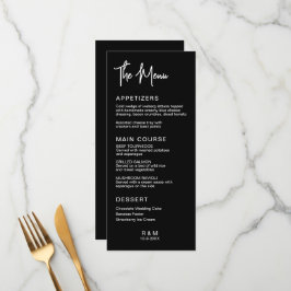 Menu Casamento Clássico Preto e Branco Elegante