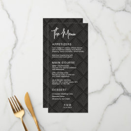 Menu Casamento Clássico Preto e Branco Elegante