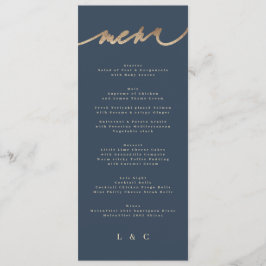 Menu Casamento Clássico Simples Azul-Marinho Dourado