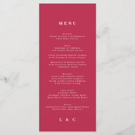 Menu Casamento Clássico Vermelho Magenta Escuro Elegant
