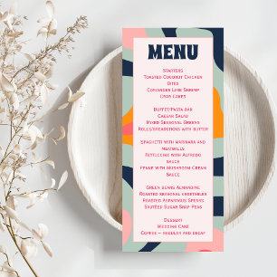 Menu Casamento Colorido das Ondas de Groovy Retro