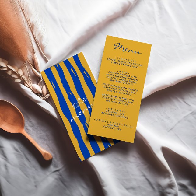 Menu Casamento Colorido De Pinstripes Italianas Escrita (Criador carregado)