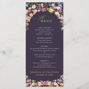 Menu Casamento Colorido de Primavera Wildflower Meadow