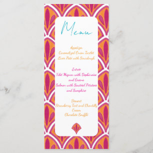 Menu Casamento Colorido do Ventilador Rosa e Laranja Br