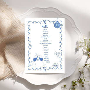 Menu Casamento com a ilustração costeira de Scribble de
