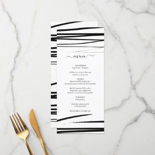 Menu Casamento com Abstrato branco preto moderno