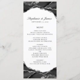Menu Casamento com Agata de Folha Branca Elegante