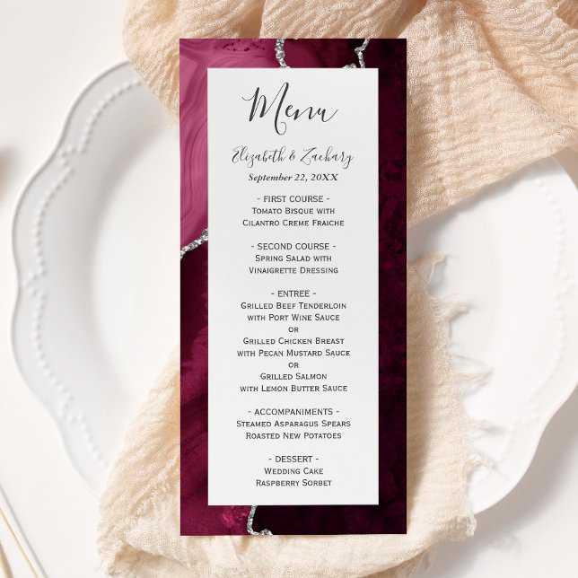 Menu Casamento com Ágata Prata Borgonha (Criador carregado)