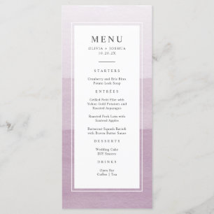 Menu Casamento com Aquarela Roxa
