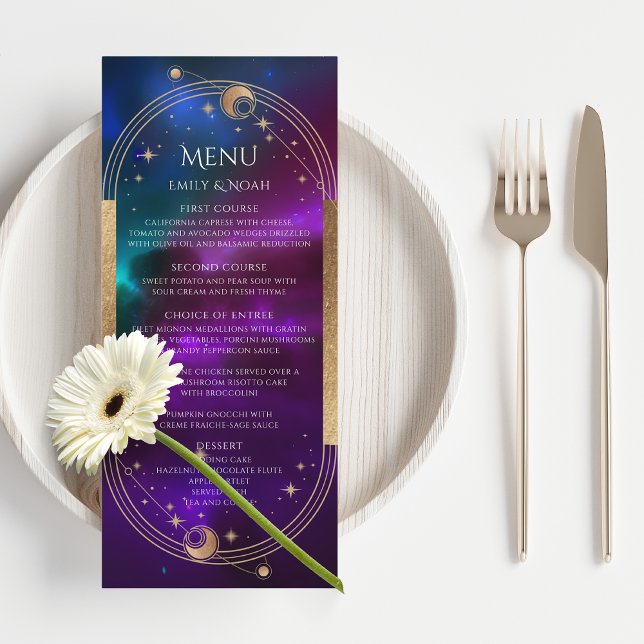 Menu Casamento com Astronomia da Lua Solar Dourada e Ro (Criador carregado)