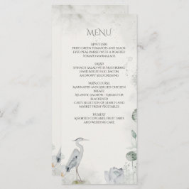 Menu Casamento com aves aquáticas brancas etéreas