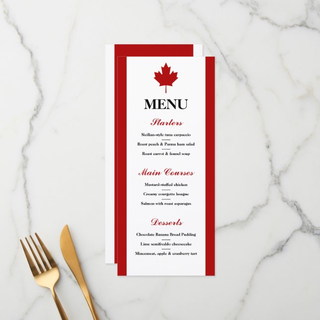 Menu Casamento com Bandeira Canadense (Frente/Verso In Situ)
