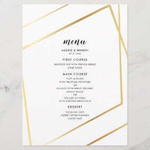 Menu Casamento com base em ouro geométrico moderno