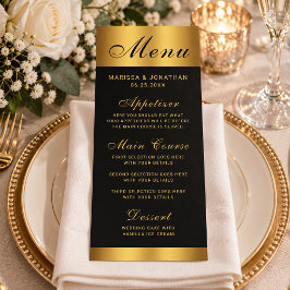 Menu Casamento com Borda de Caligrafia em Ouro Preto de
