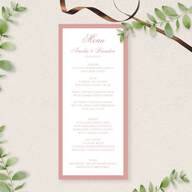 Menu Casamento com Borda de Rosa Empoeirada em Script C (Criador carregado)