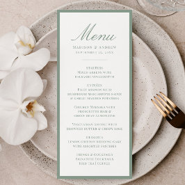 Menu Casamento com Borda Verde Sage Moderna