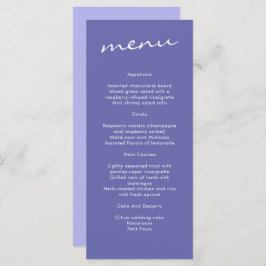 Menu Casamento com Caligrafia Azul Elegante Periwinkle