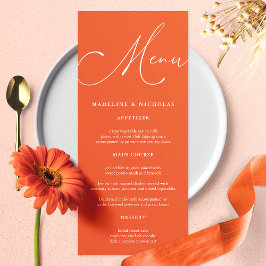 Menu Casamento com Caligrafia Moderna Verona Sunset